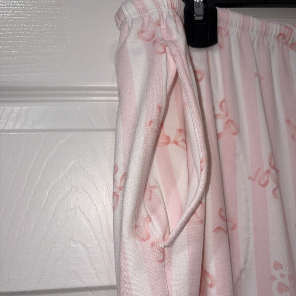 Flora Nikrooz Pajama Set Women XL 14-16 Pink White 2-Piece Top & Pants Sleepwear - Picture 11 of 15